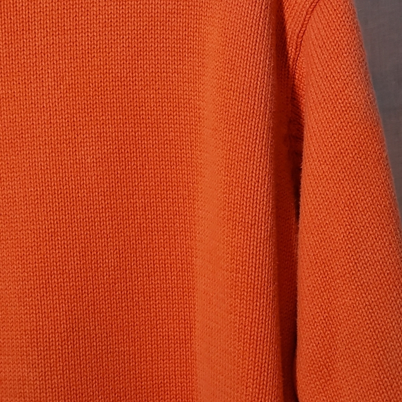 Men's Ralph Lauren 1/4 Zip Cotton Knit Orange Sweater Embroidered Logo Size M - Picture 7 of 15